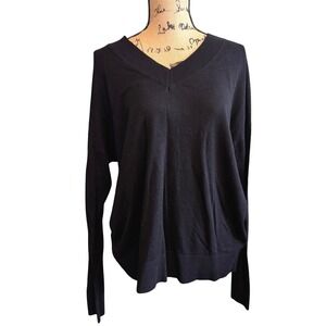 Matty M Womens Black V-Neck Drop Shoulder Knit Pullover Sweater XL MS9238US/0M